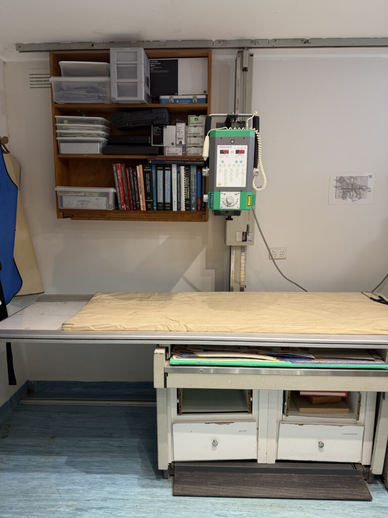 Porta 120HF fixed X-ray system used at PETCAREVET-X for diagnostic radiography.